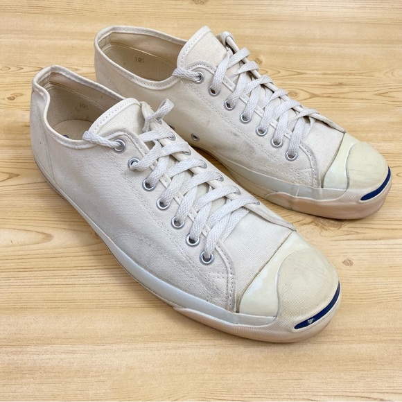 Vintage Converse Jack Purcell Made in USA White Canvas Low Top Men Sneaker 10.5 - Picture 6 of 16